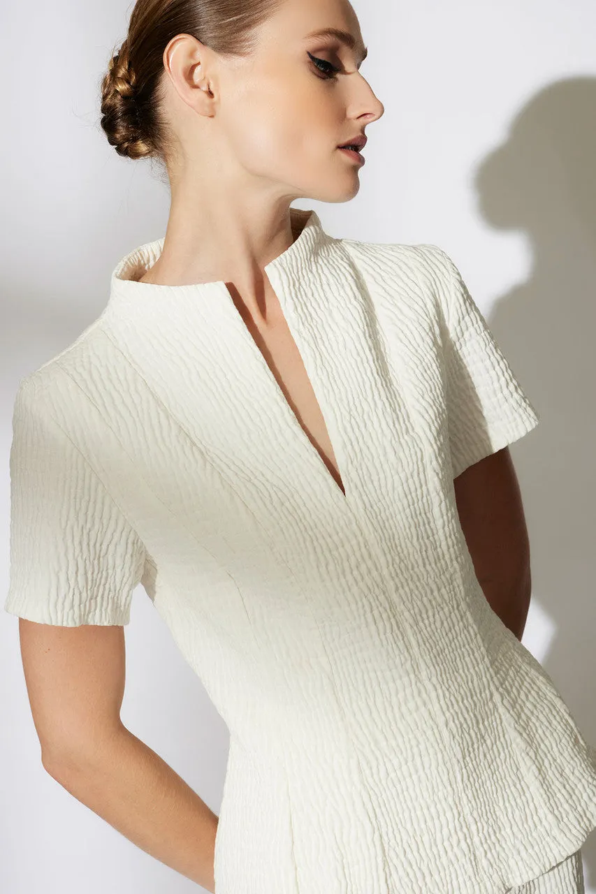 Textured Cotton Jacquard Pleated Top sold by Natori product image thumbnail 5