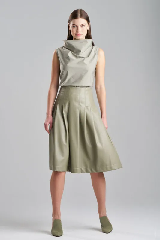 Vegan Luxe Lambskin A-line Pleated Skirt sold by Natori