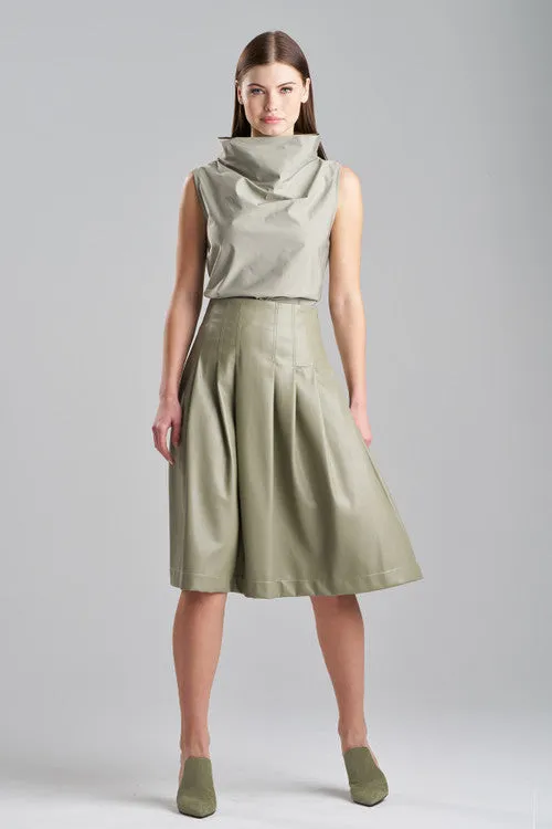 Vegan Luxe Lambskin A-line Pleated Skirt sold by Natori
