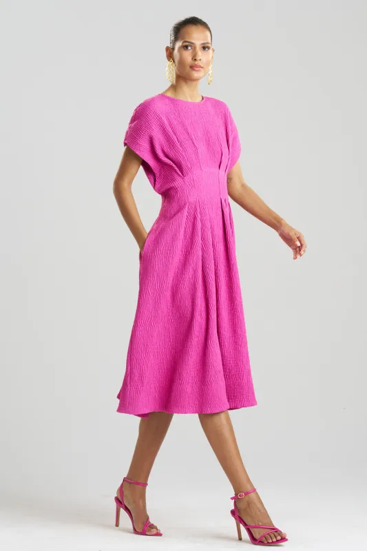 Textured Cotton Jacquard Pleated Dress sold by Natori