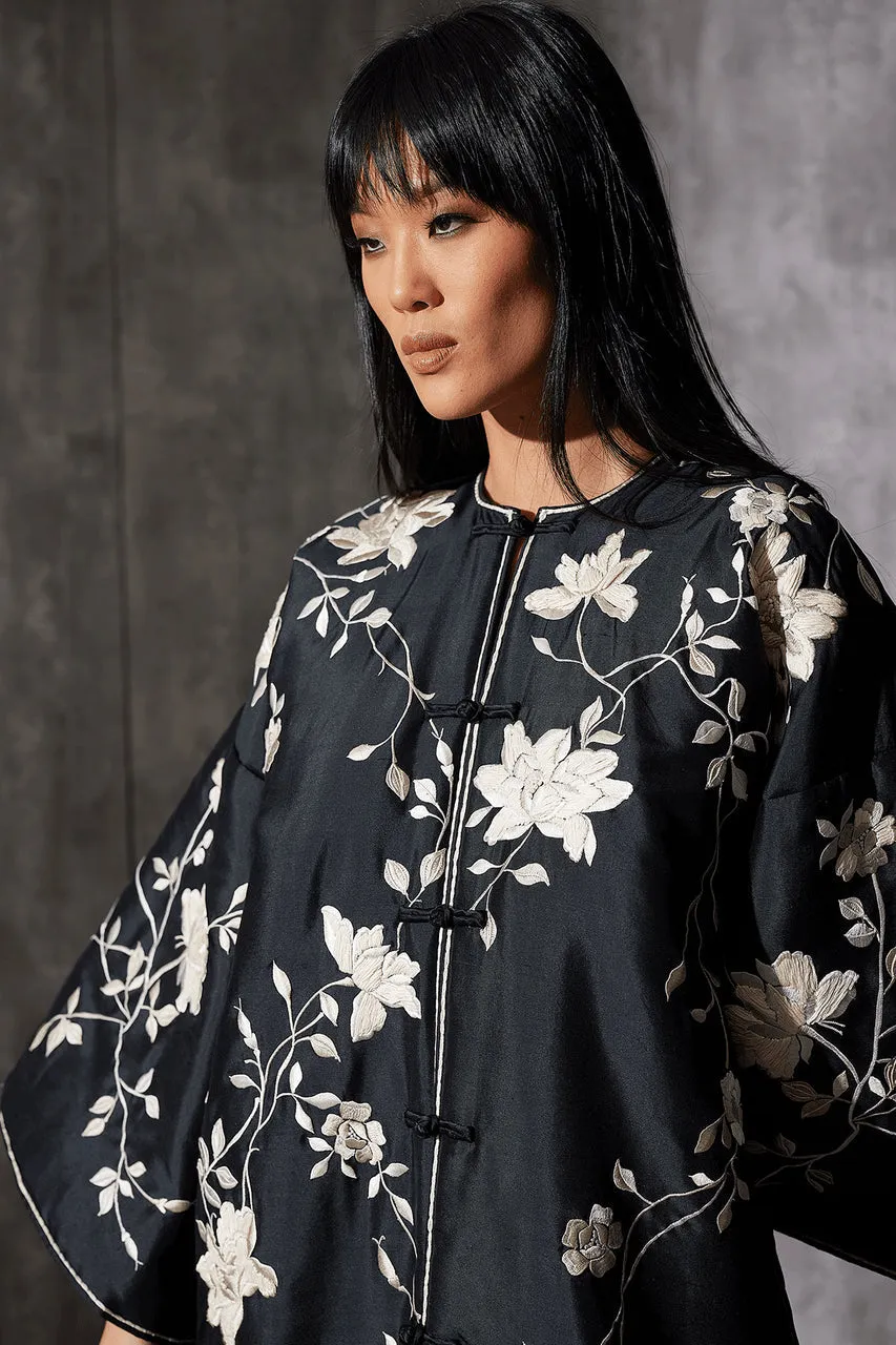 Couture Silk Dupioni Embroidered Padded Coat sold by Natori product image thumbnail 3