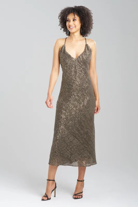 Couture All Over Sequins Open Back Slip Dress made by Natori