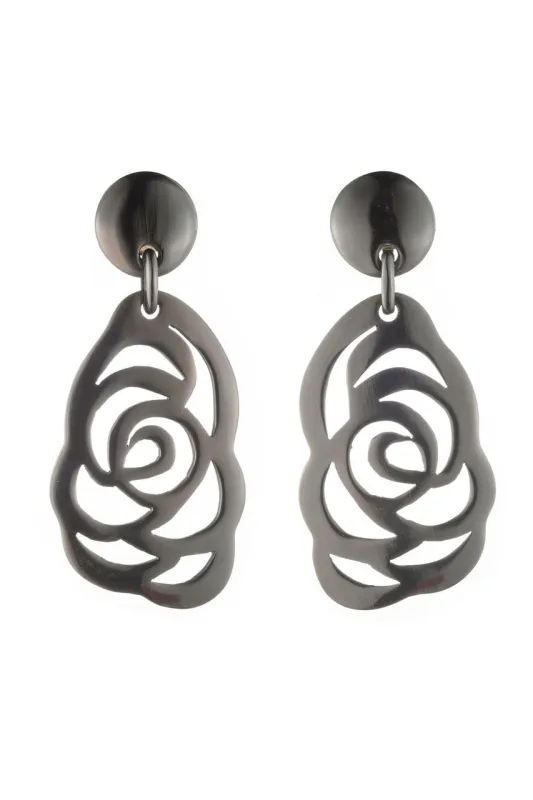 Buffalo Horn Floral Scroll Drop Earrings sold by Natori