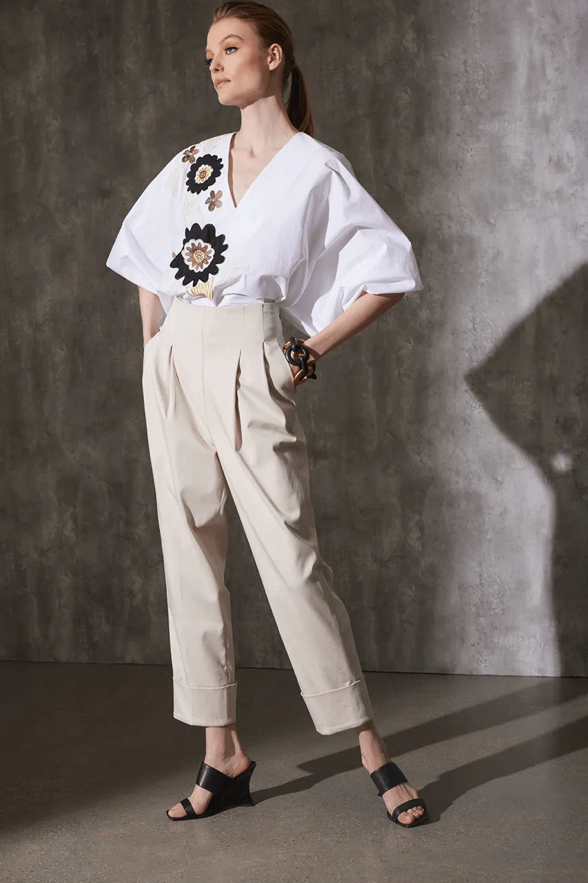 Cotton Poplin Embroidered V-Neck Top sold by Natori product image thumbnail 3