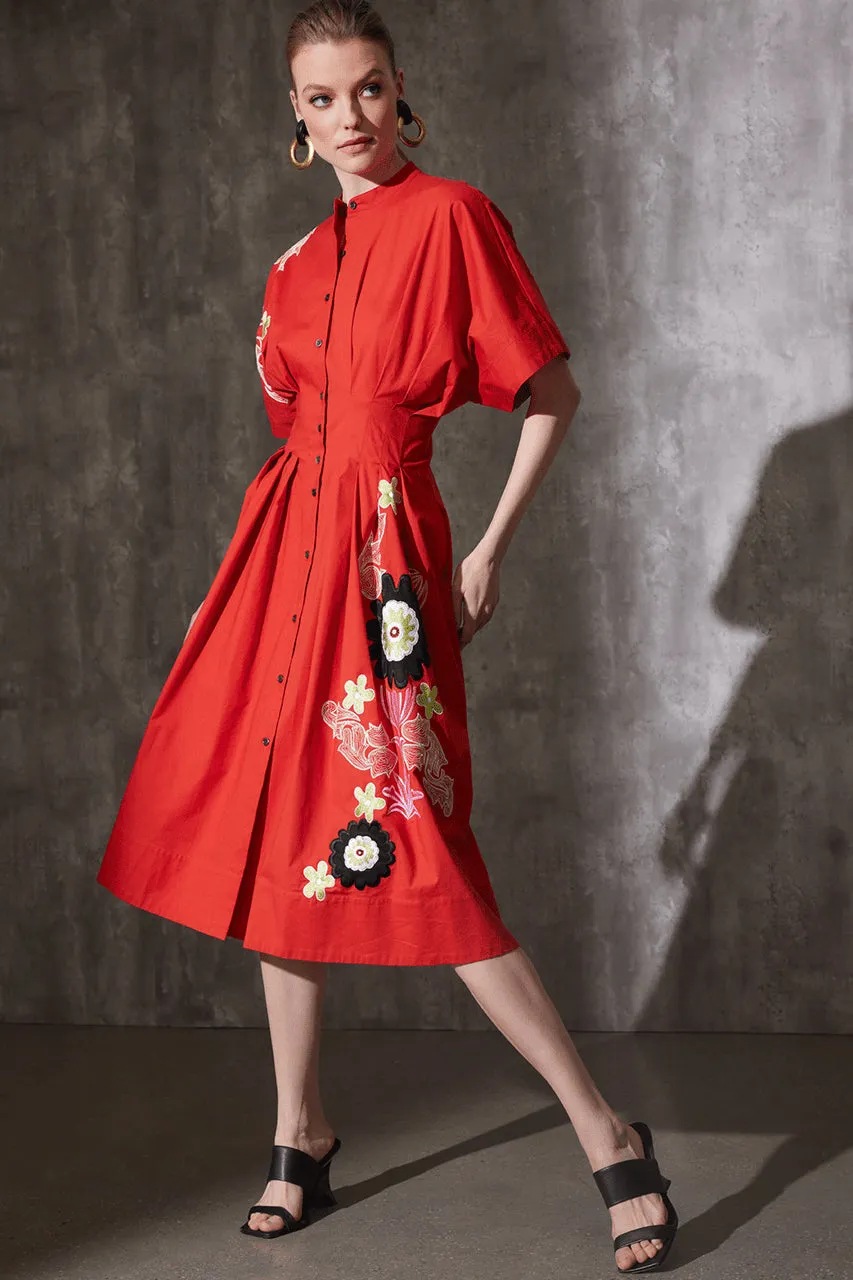 Cotton Poplin Embroidered Maxi Pleated Dress sold by Natori product image thumbnail 4