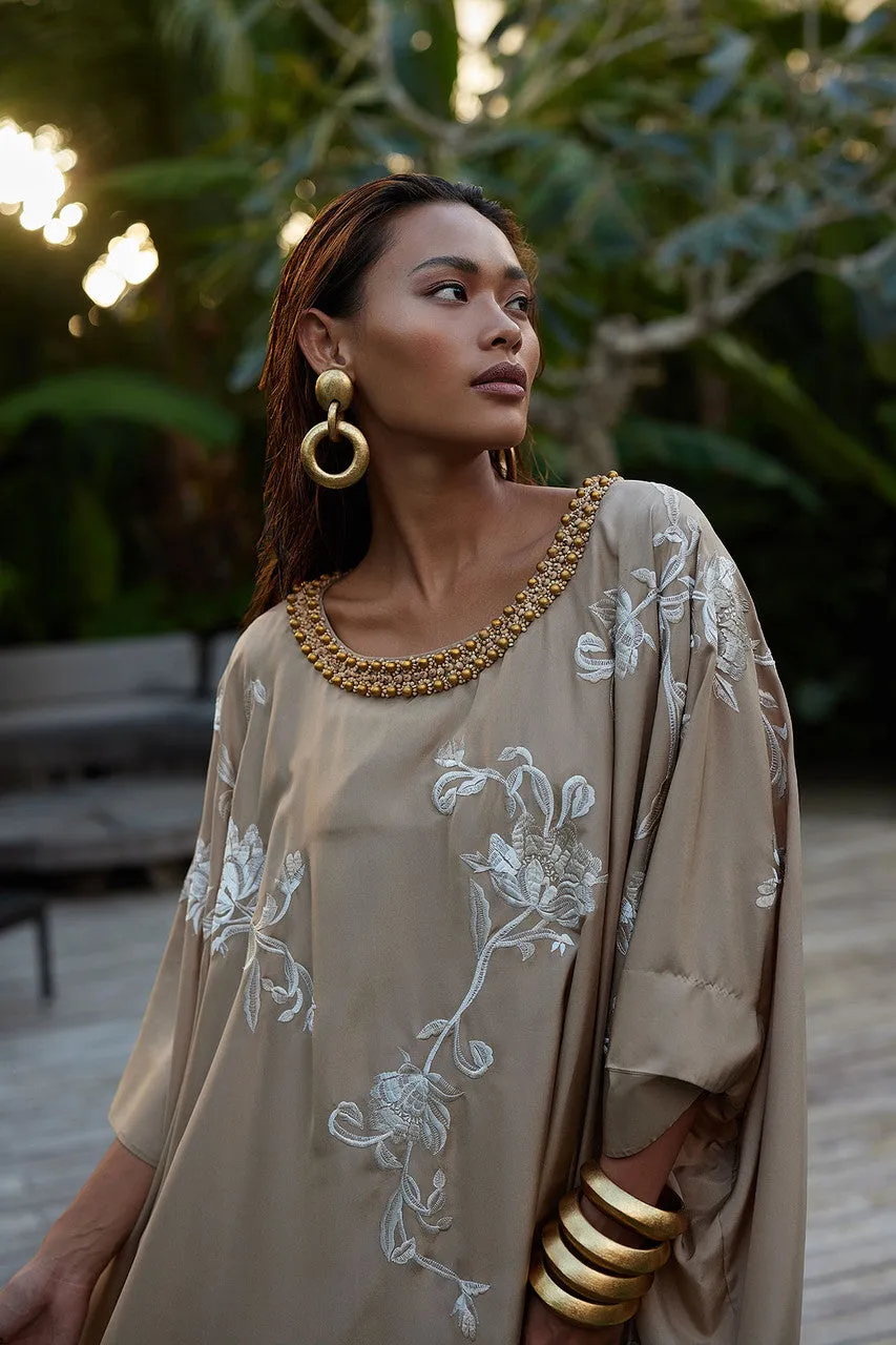 Shinjo Habotai Embroidered Silk Caftan sold by Natori product image thumbnail 4