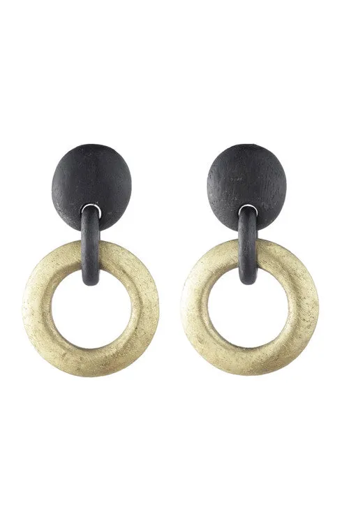 Acacia Wood and Gold Plated Hoop Earrings sold by Natori