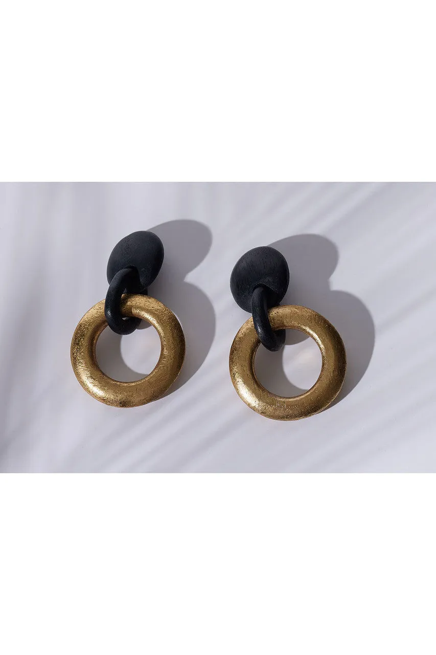 Acacia Wood and Gold Plated Hoop Earrings sold by Natori product image thumbnail 2