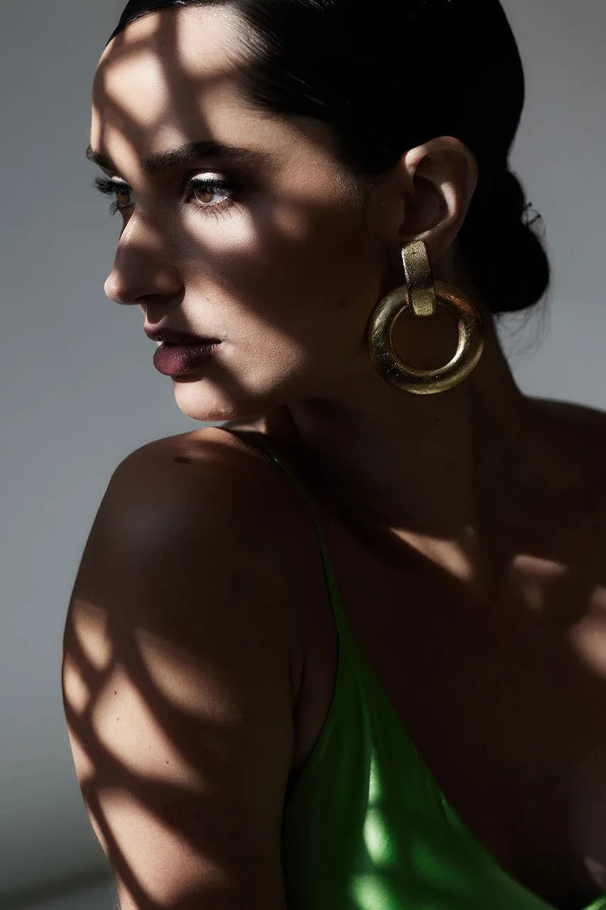 Acacia Wood and Gold Plated Interlocked Hoop Earrings sold by Natori product image thumbnail 2