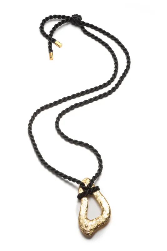 Gold Plated Brass Pendant Rope Necklace sold by Natori