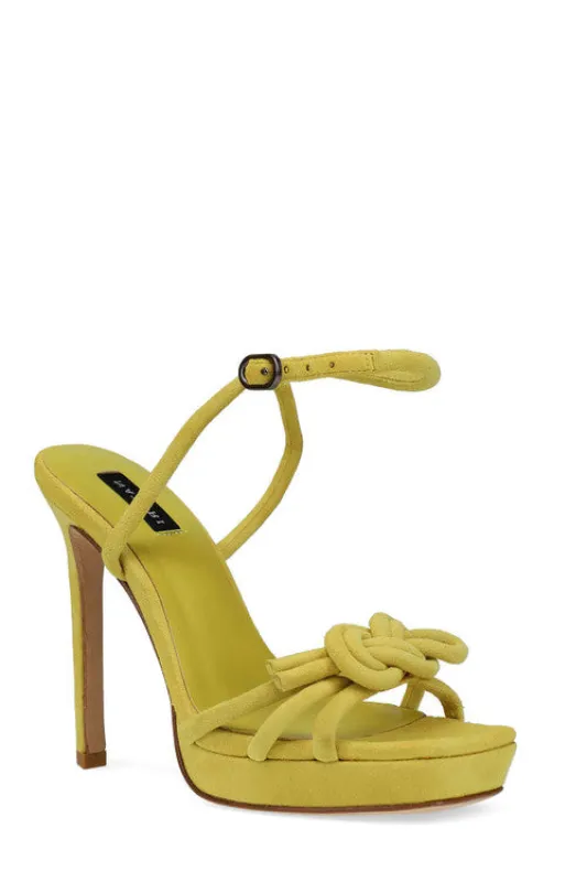 Chizu Suede Knotted Bow Platform Heel sold by Natori