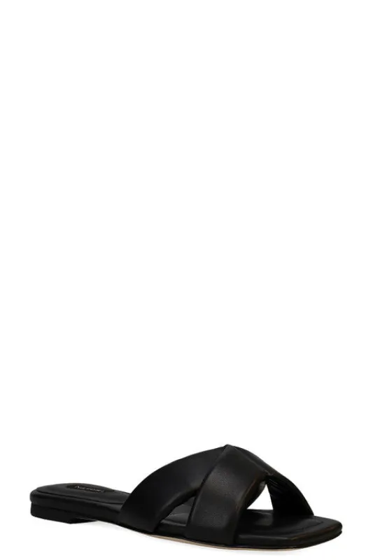 Vitta Nappa Leather Slide Sandals - Black sold by Natori