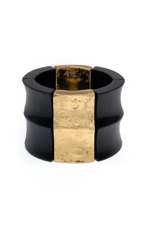 Buffalo Horn and Gold Bracelet - Black sold by Natori