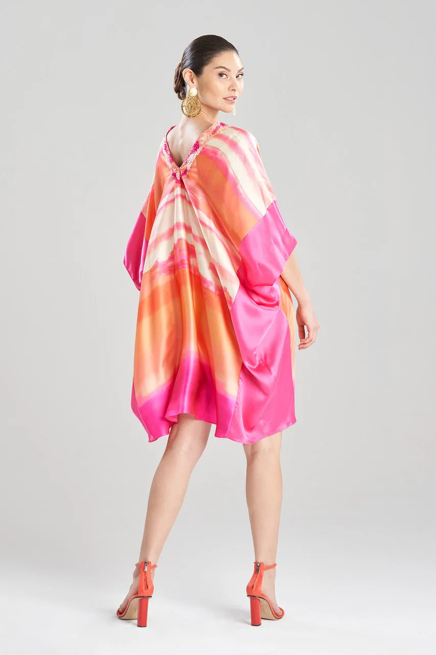 Minako Short Cocoon Silk Embellished Caftan - pink sapphire sold by Natori product image thumbnail 2