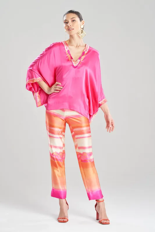 Key Essentials Embroidered Kimono Sleeve Silk Top sold by Natori