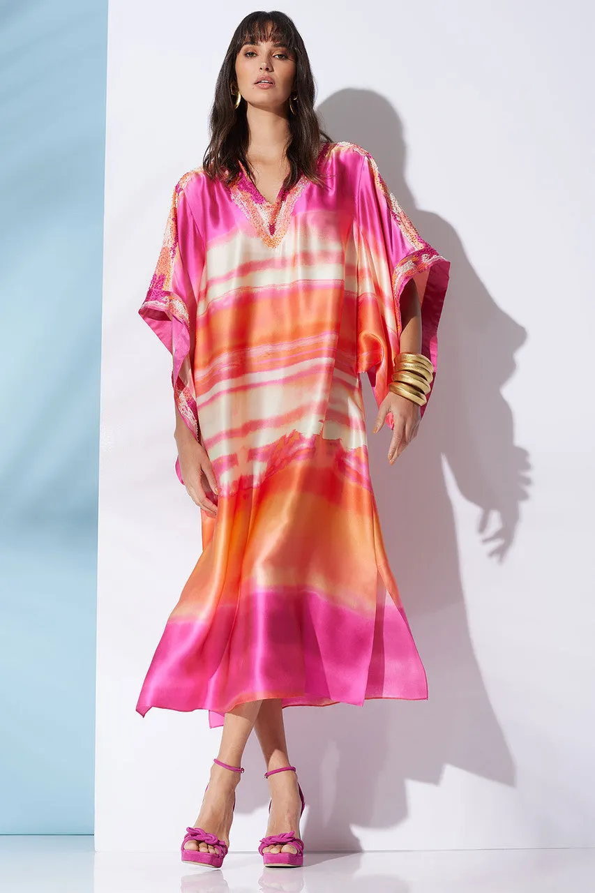 Couture Minako Embroidered Drop Sleeve Silk Caftan sold by Natori product image thumbnail 3