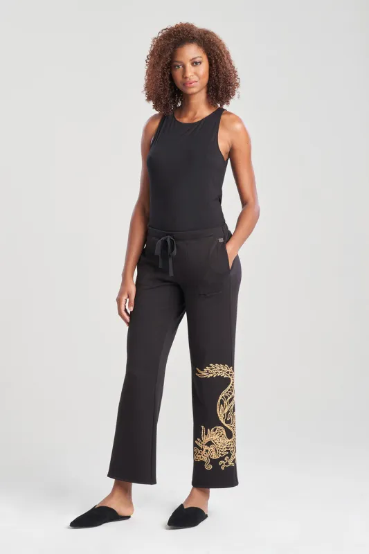 Cocoon Embroidered Dragon Straight Leg Pants sold by Natori