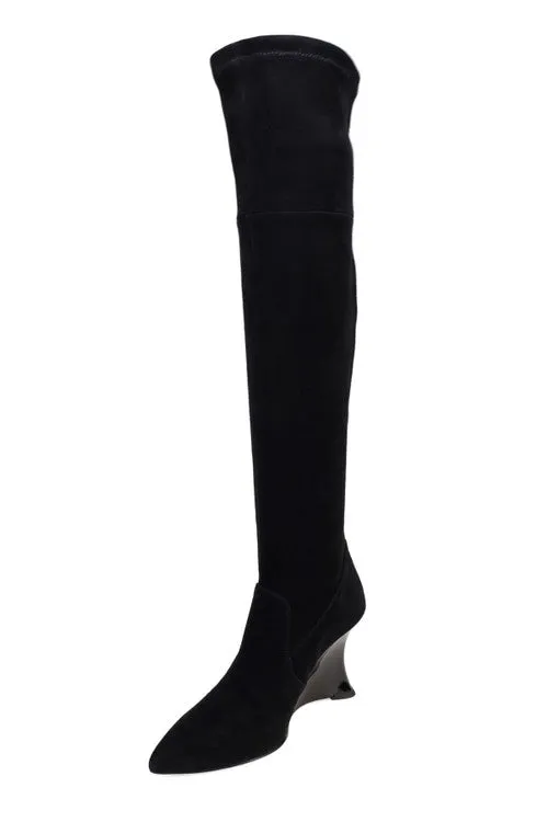 Natsu Stretch Suede Over the Knee Wedge Boot sold by Natori