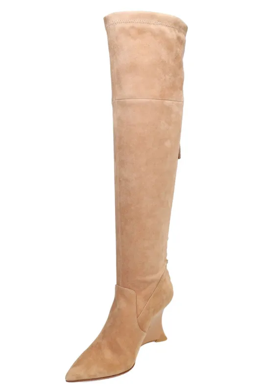 Natsu Stretch Suede Over the Knee Wedge Boot sold by Natori