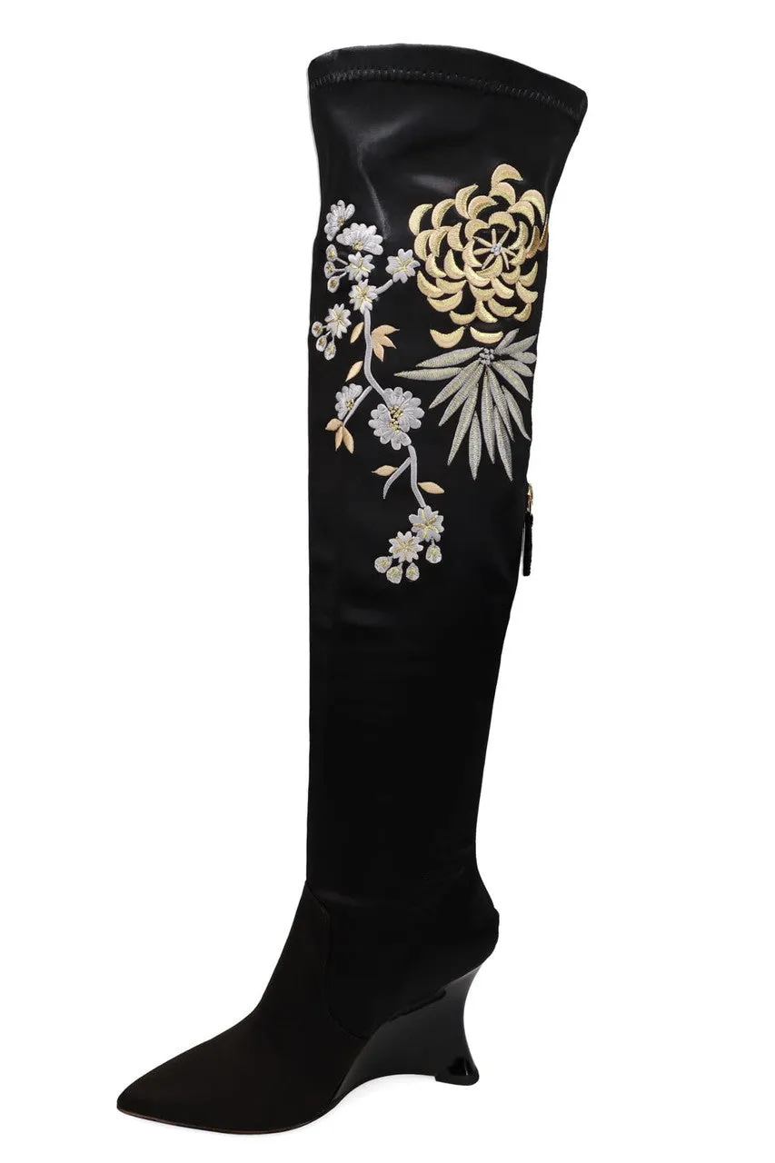 Natsu Satin Embroidered Dragon Stretch Over the Knee Boot sold by Natori product image thumbnail 3