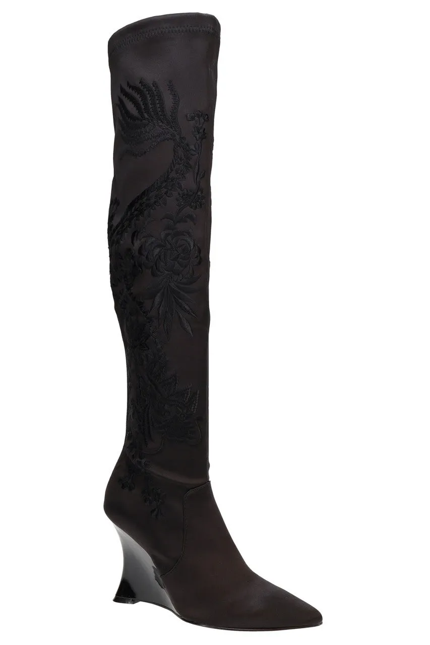 Natsu Satin Embroidered Dragon Stretch Over the Knee Boot sold by Natori product image thumbnail 3