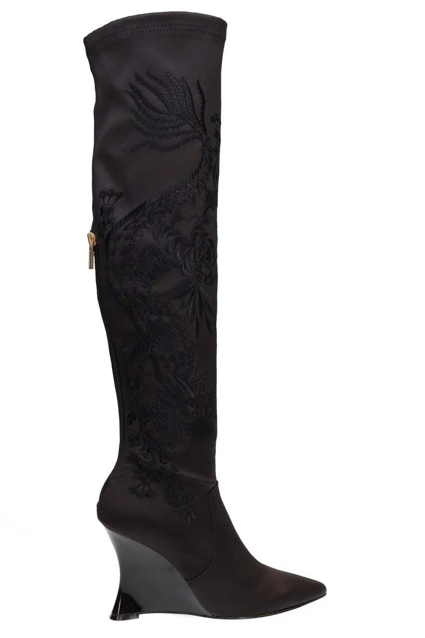 Natsu Satin Embroidered Dragon Stretch Over the Knee Boot sold by Natori product image thumbnail 4