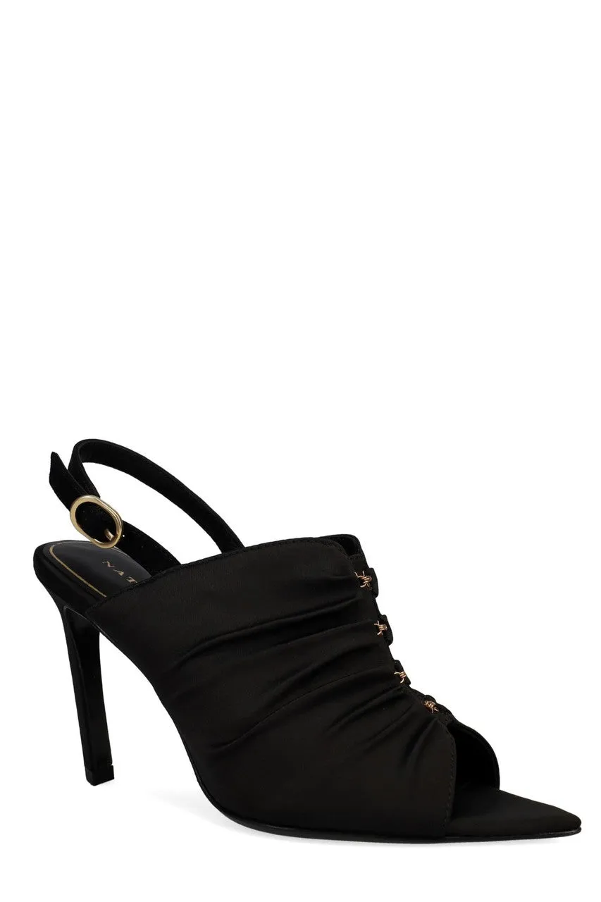 Reen Satin Open Toe Sling - Black sold by Natori product image thumbnail 3