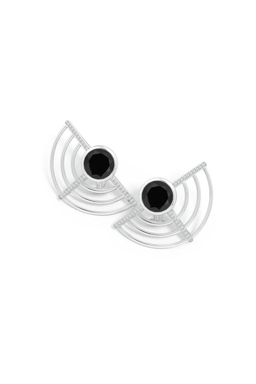 Infinity Half Concentric Circle 14K Gold and Black Onyx Button Studs sold by Natori product image thumbnail 2