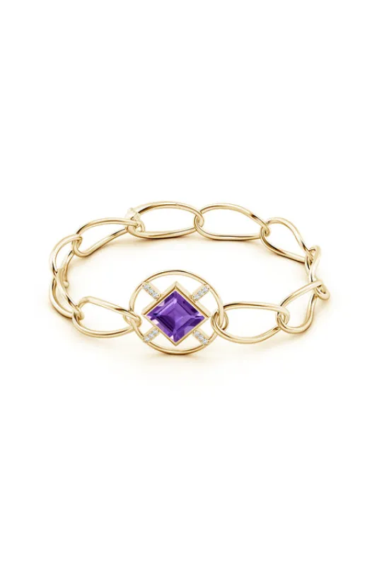 Infinity Concentric Circle 14K Gold and Amethyst Bracelet made by Natori