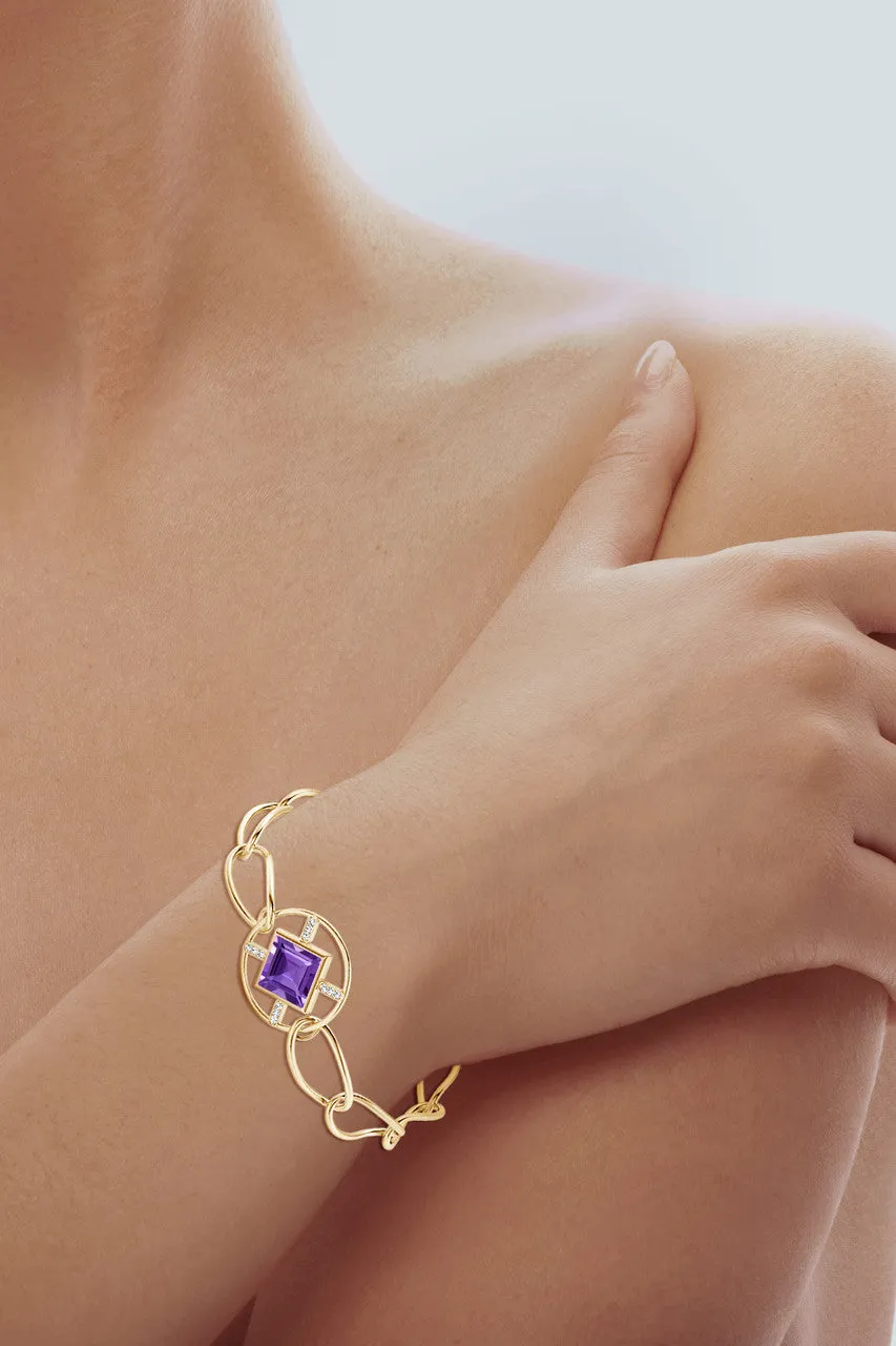 Infinity Concentric Circle 14K Gold and Amethyst Bracelet sold by Natori product image thumbnail 4