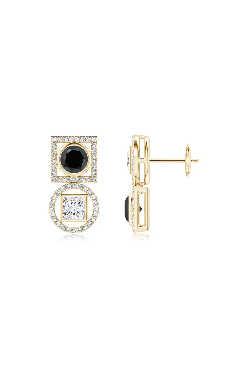 Infinity 14K Gold with Black & White Diamond Two Stone Earrings sold by Natori product image thumbnail 2