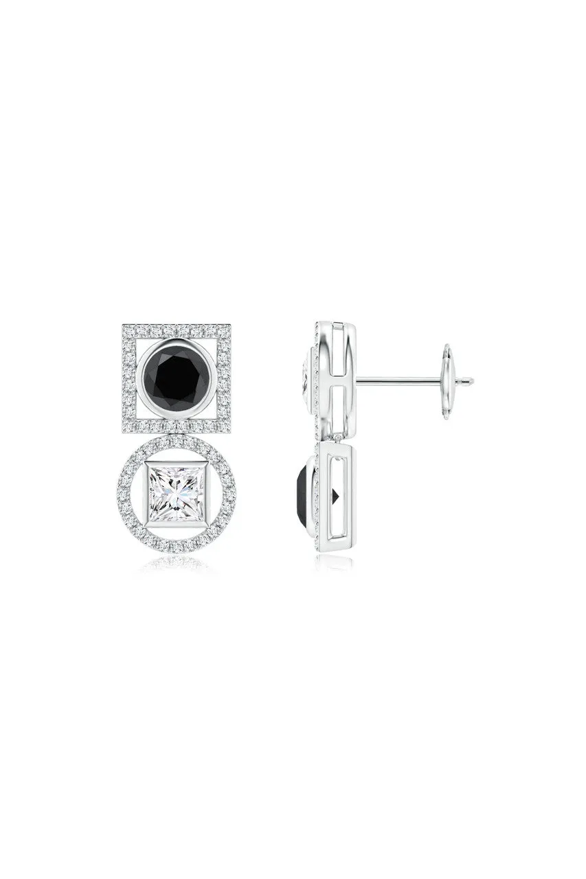 Infinity 14K Gold with Black & White Diamond Two Stone Earrings sold by Natori product image thumbnail 2