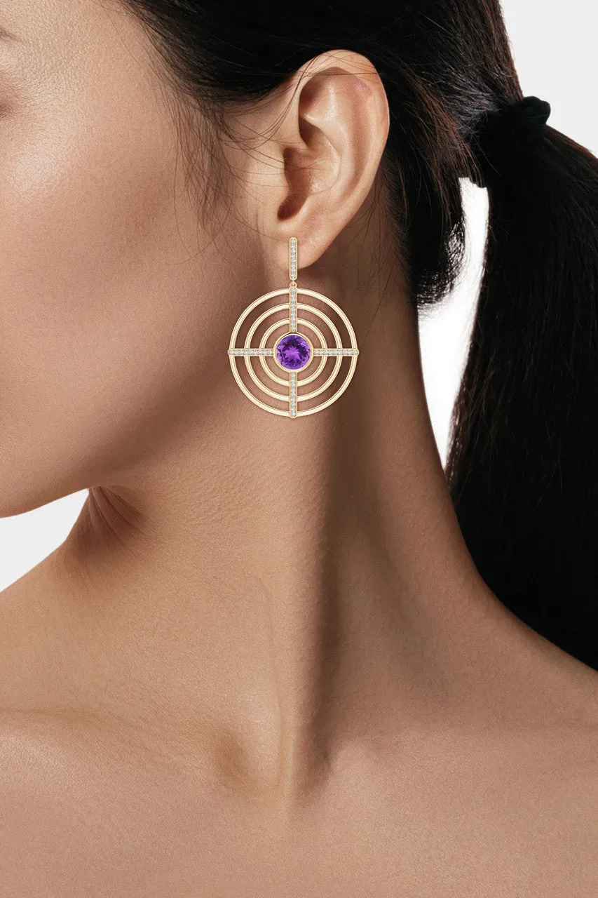 Infinity Concentric Circle 14K Gold and Amethyst Earrings sold by Natori product image thumbnail 4
