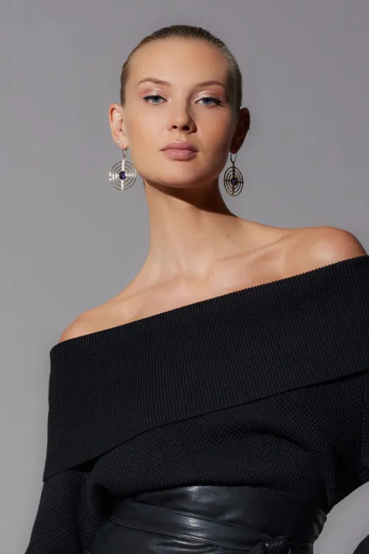 Infinity Concentric Circle 14K Gold and Amethyst Earrings sold by Natori