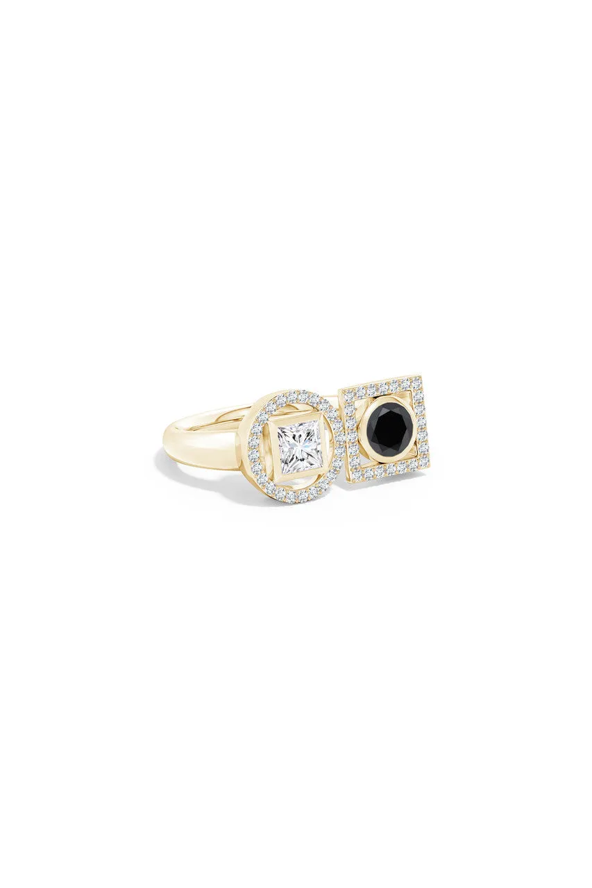 Infinity 14K Gold with Black & White Diamond Two Stone Statement Ring sold by Natori product image thumbnail 3