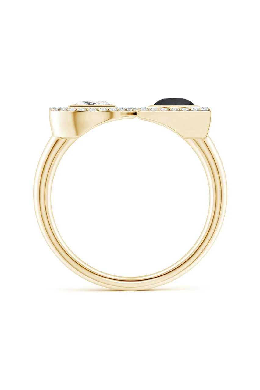 Infinity 14K Gold with Black & White Diamond Two Stone Statement Ring sold by Natori product image thumbnail 4