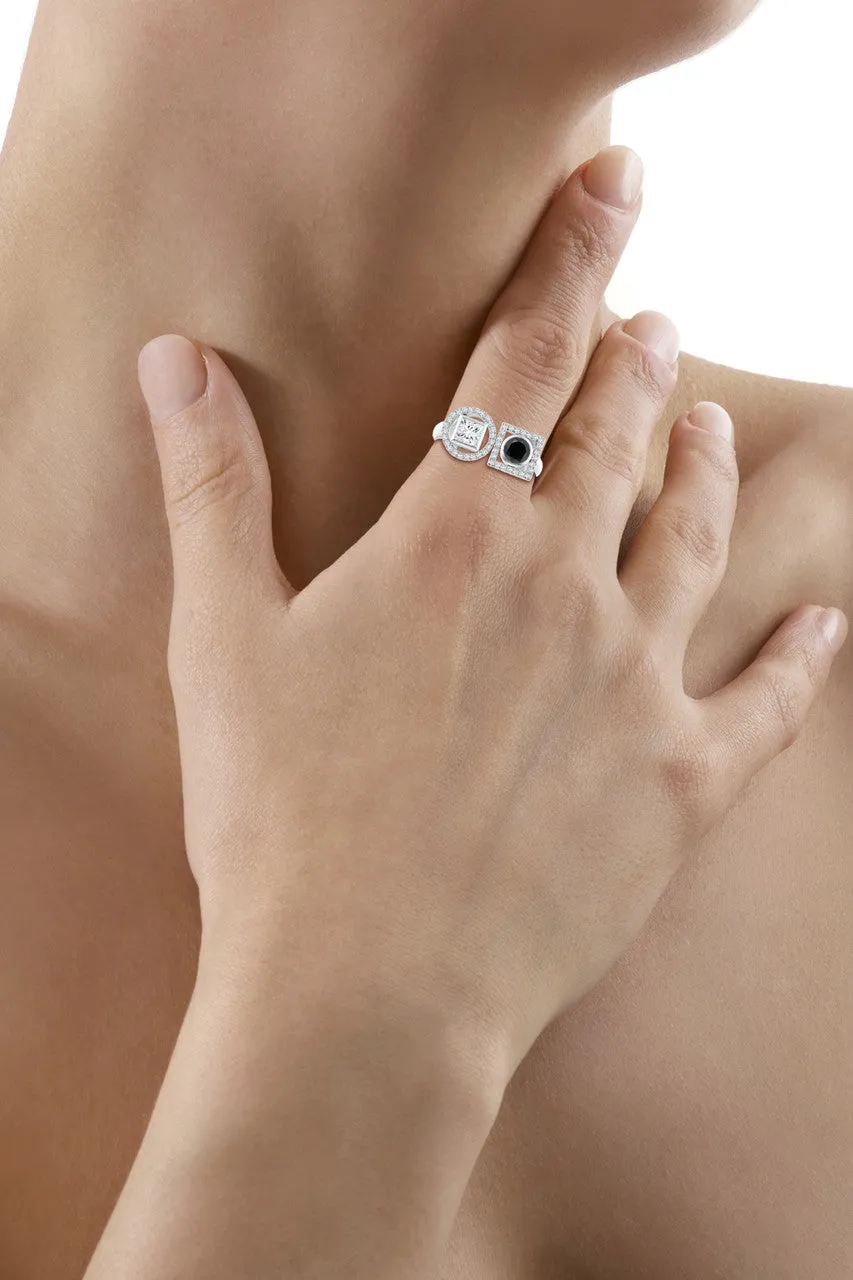 Infinity 14K Gold with Black & White Diamond Two Stone Statement Ring sold by Natori product image thumbnail 5