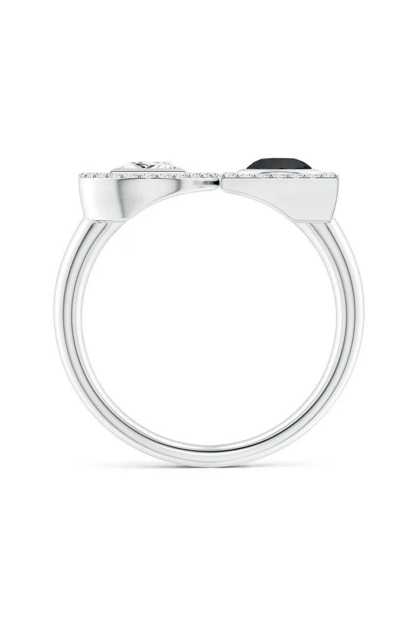 Infinity 14K Gold with Black & White Diamond Two Stone Statement Ring sold by Natori product image thumbnail 4