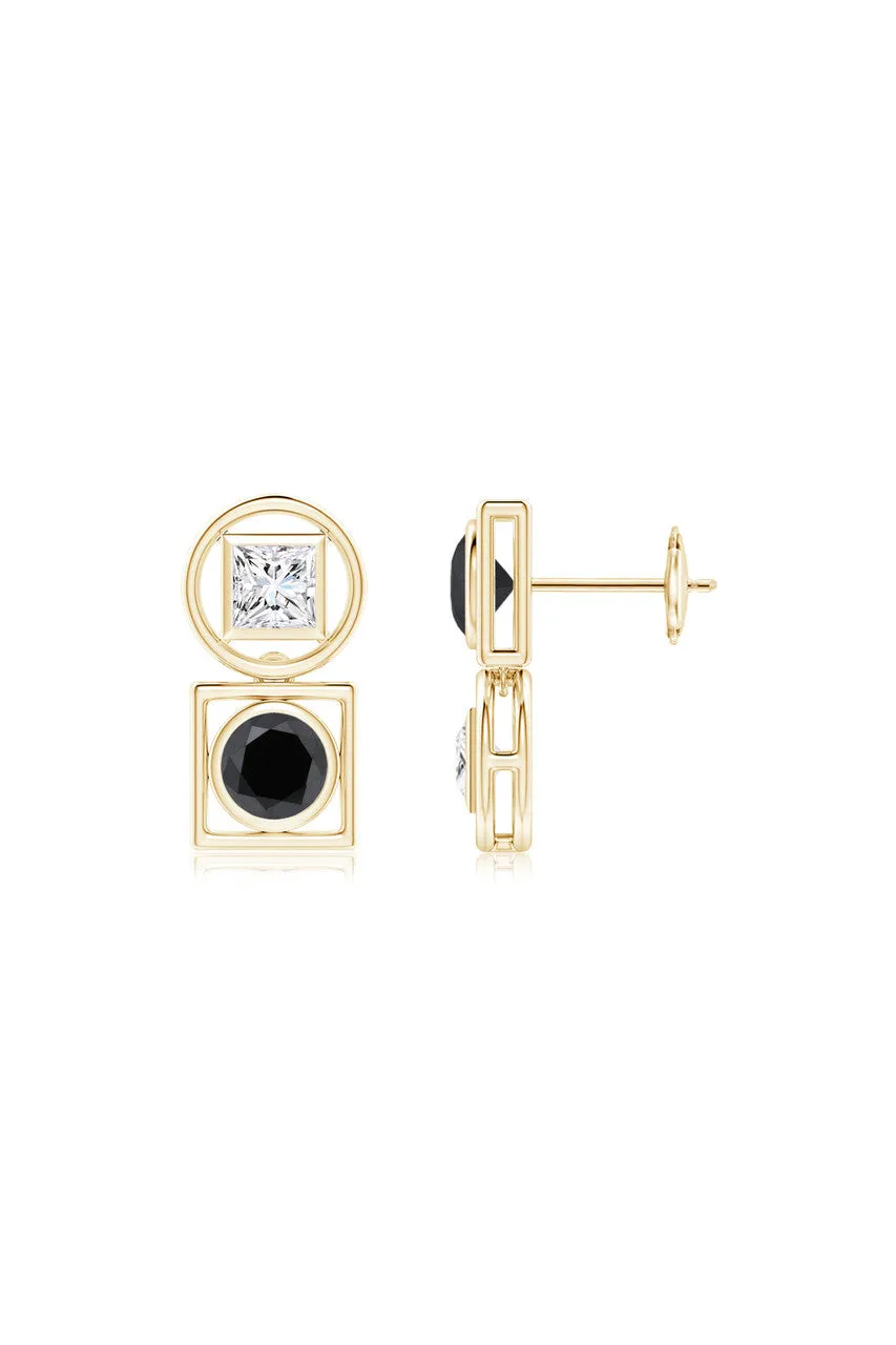 Infinity 14K Gold with Black & White Diamond Two Stone Studs sold by Natori product image thumbnail 4