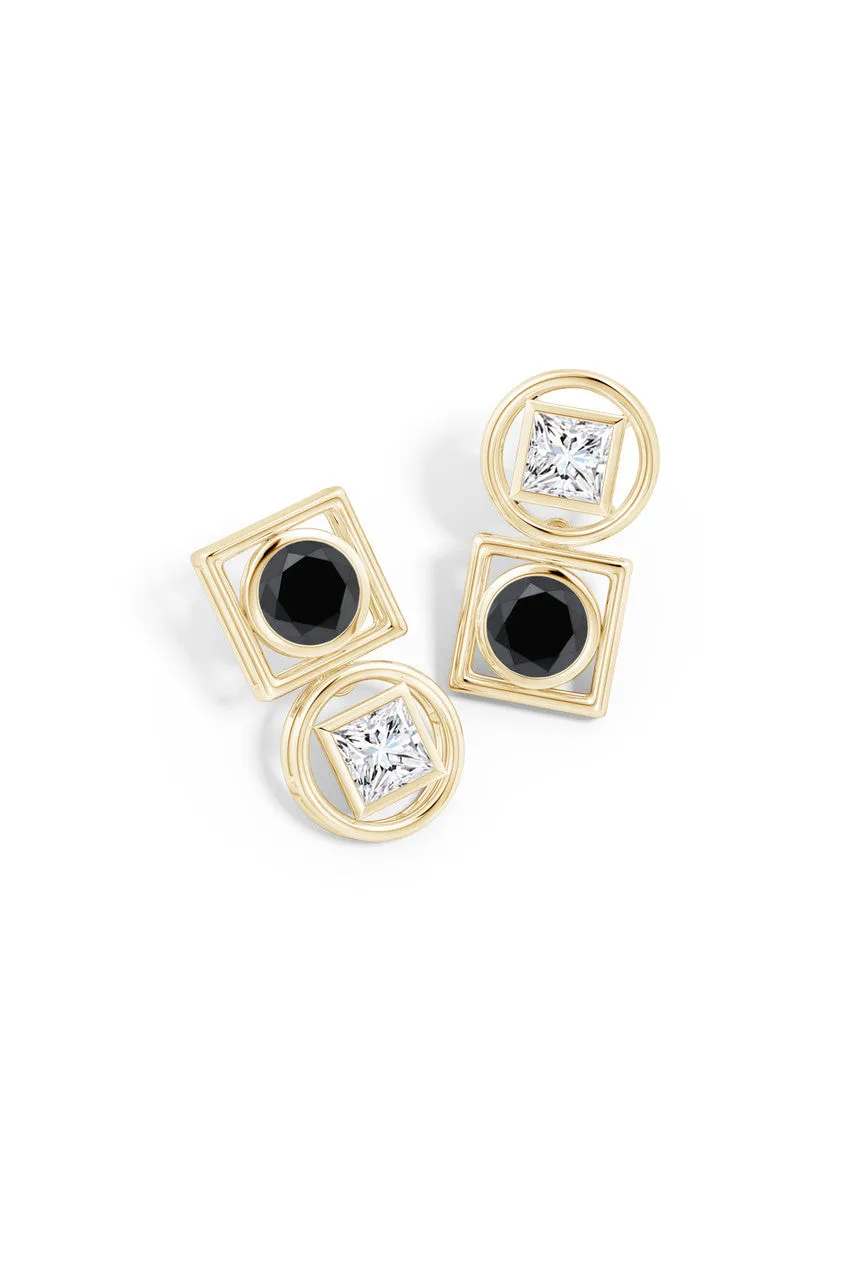 Infinity 14K Gold with Black & White Diamond Two Stone Studs sold by Natori product image thumbnail 2