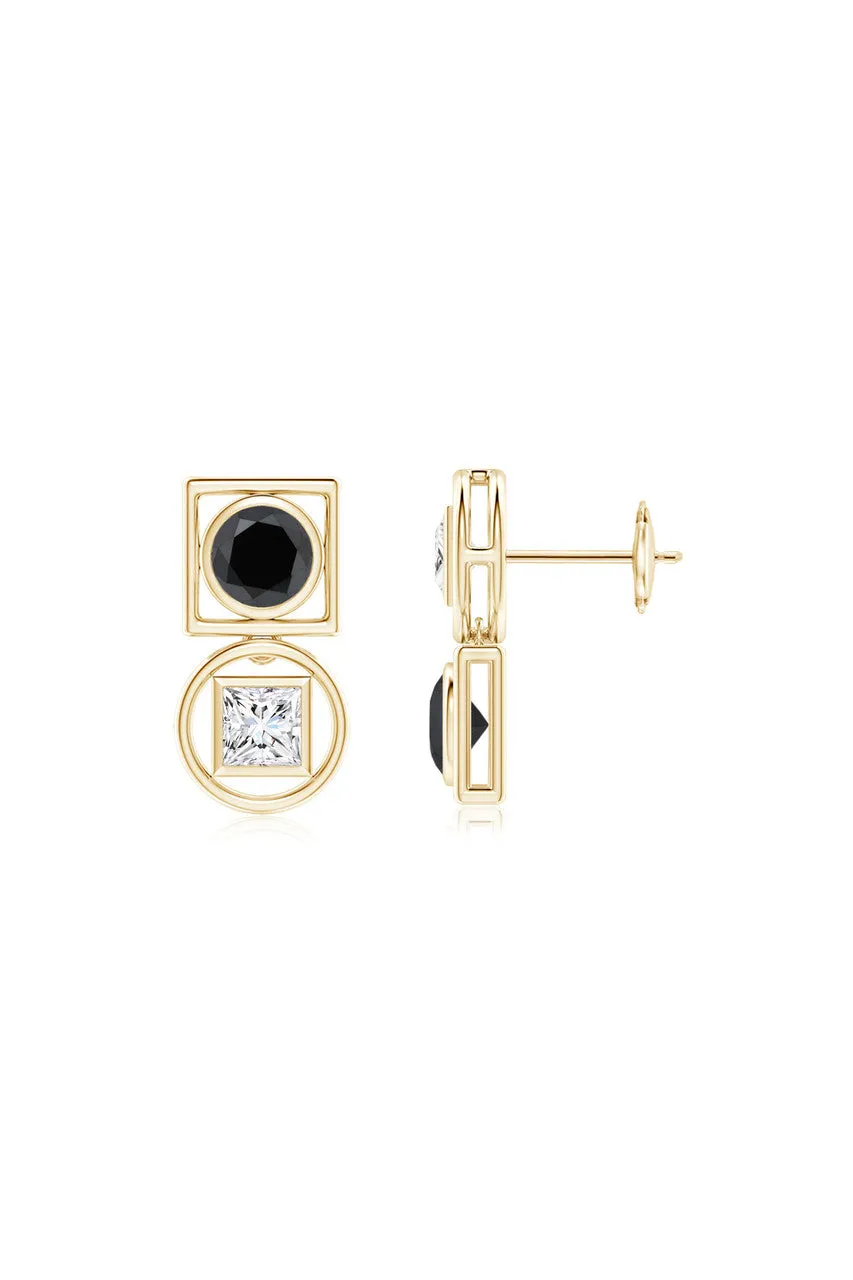 Infinity 14K Gold with Black & White Diamond Two Stone Studs sold by Natori product image thumbnail 3