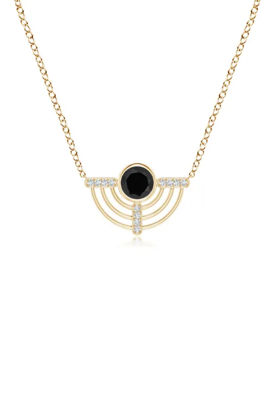 Infinity Half Concentric Circle 14K Gold and Black Onyx Pendant Necklace sold by Natori