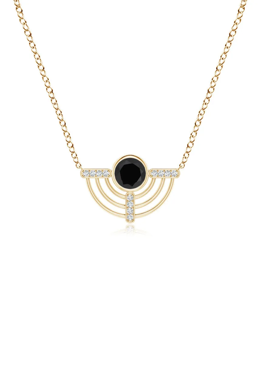 Infinity Half Concentric Circle 14K Gold and Black Onyx Pendant Necklace sold by Natori