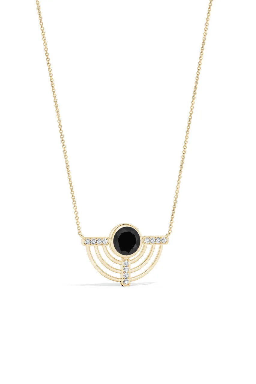 Infinity Half Concentric Circle 14K Gold and Black Onyx Pendant Necklace sold by Natori product image thumbnail 3