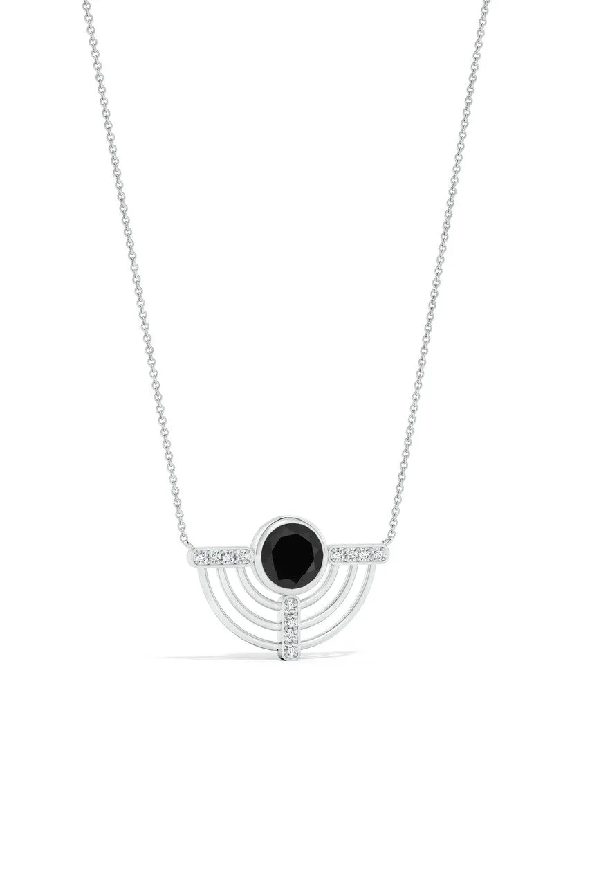 Infinity Half Concentric Circle 14K Gold and Black Onyx Pendant Necklace sold by Natori product image thumbnail 3