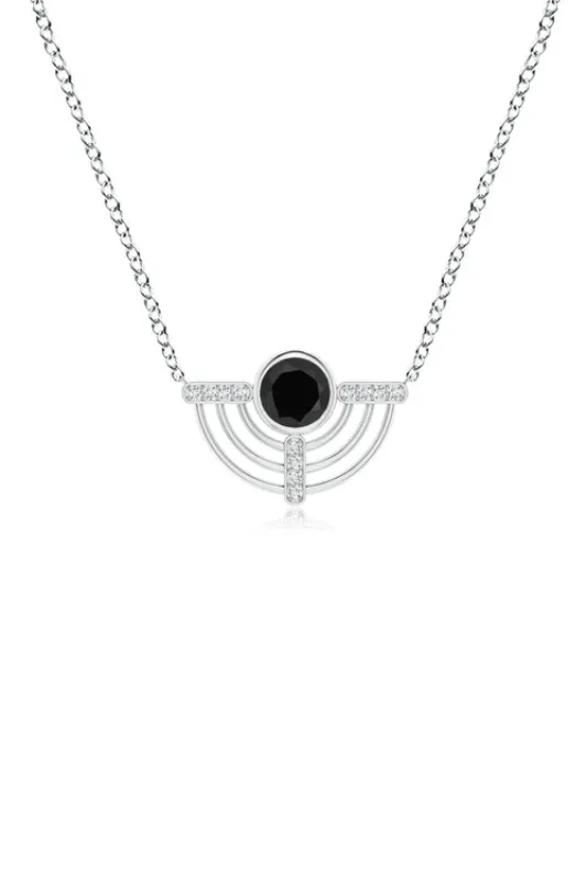 Infinity Half Concentric Circle 14K Gold and Black Onyx Pendant Necklace sold by Natori