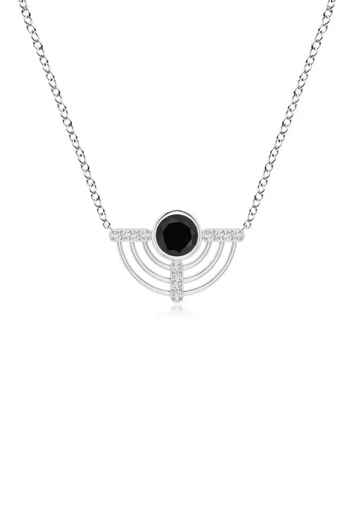 Infinity Half Concentric Circle 14K Gold and Black Onyx Pendant Necklace sold by Natori
