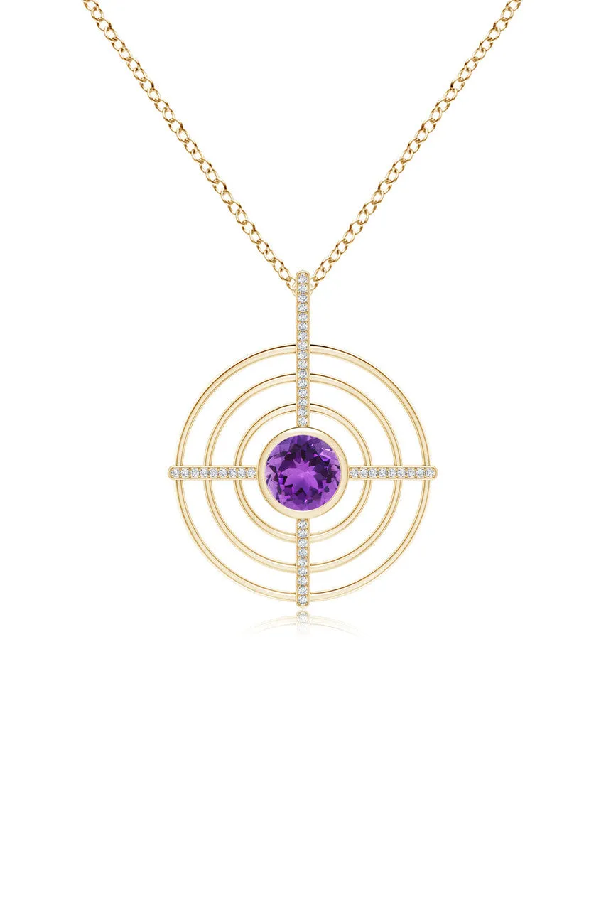 Infinity Concentric Circle 14K Gold and Amethyst Pendant Necklace sold by Natori