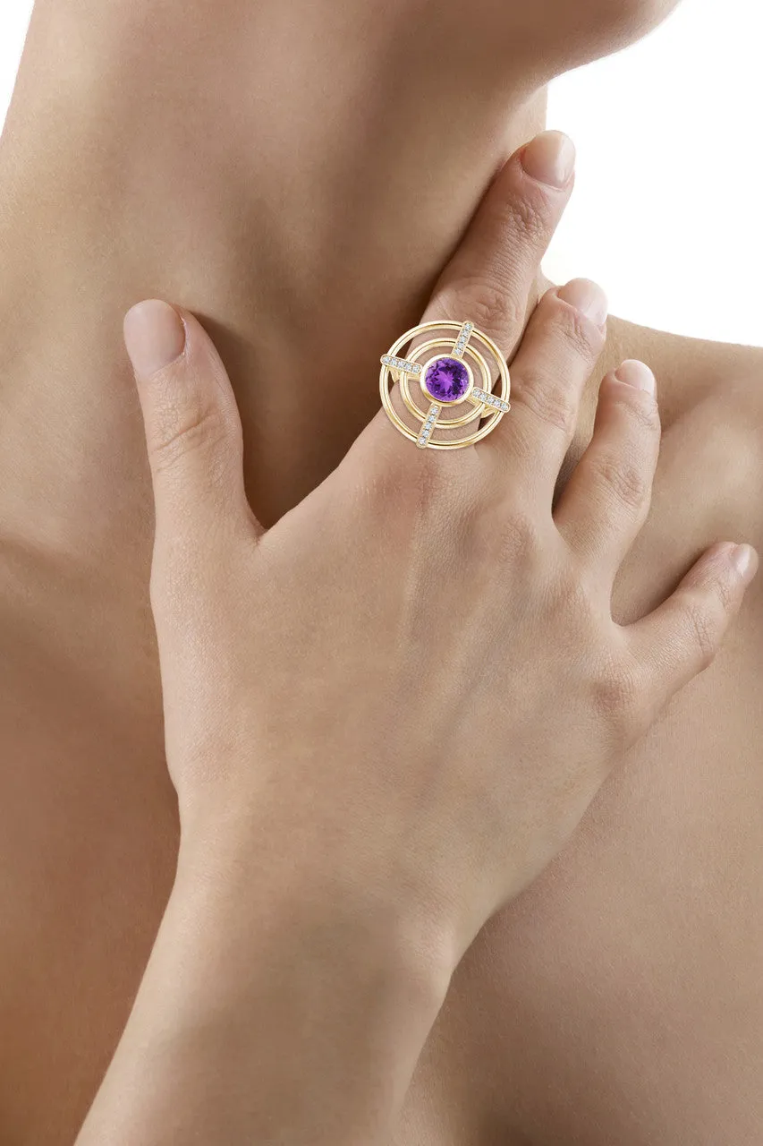Infinity Concentric Circle 14K Gold and Amethyst Ring sold by Natori product image thumbnail 5