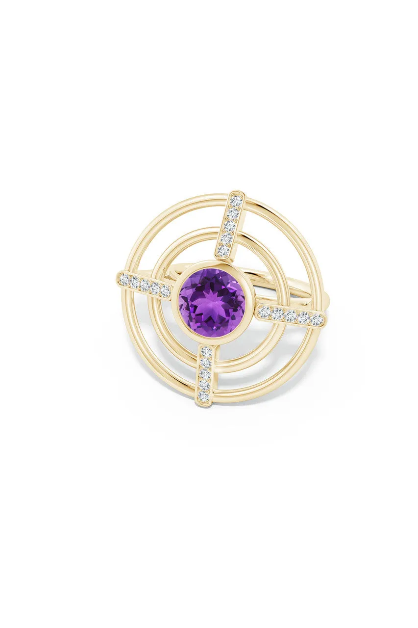 Infinity Concentric Circle 14K Gold and Amethyst Ring sold by Natori product image thumbnail 4
